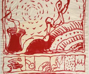 Première sortie, 1977. Detalle. © Centre Pompidou, MNAM-CCI / Georges Meguerditchian / Dist. RMN-GP © Pierre Alechinsky , VEGAP, Málaga, 2019