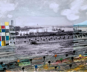 Fernando de la Rosa, Paysage à suivre… (I, II y III), 2022. Tinta calcográfica y óleo sobre fotografía. Impresión láser sobre papel satinado. Cortesía del artista y del C.T.I. (Centro de Tecnología de la Imagen) de la Universidad de Málaga