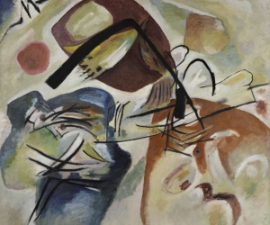 Vassily Kandinsky, Mit dem schwarzen Bogen II (Con arco negro), 1912. Óleo sobre lienzo, 189 x 198 cm © Centre Pompidou, MNAM-CCI/Hélène Mauri/Dist. GrandPalaisRmn